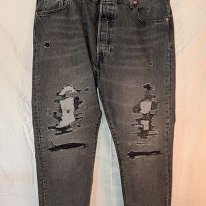 Levi's Men's 501 '54  Black Distressed Jeans